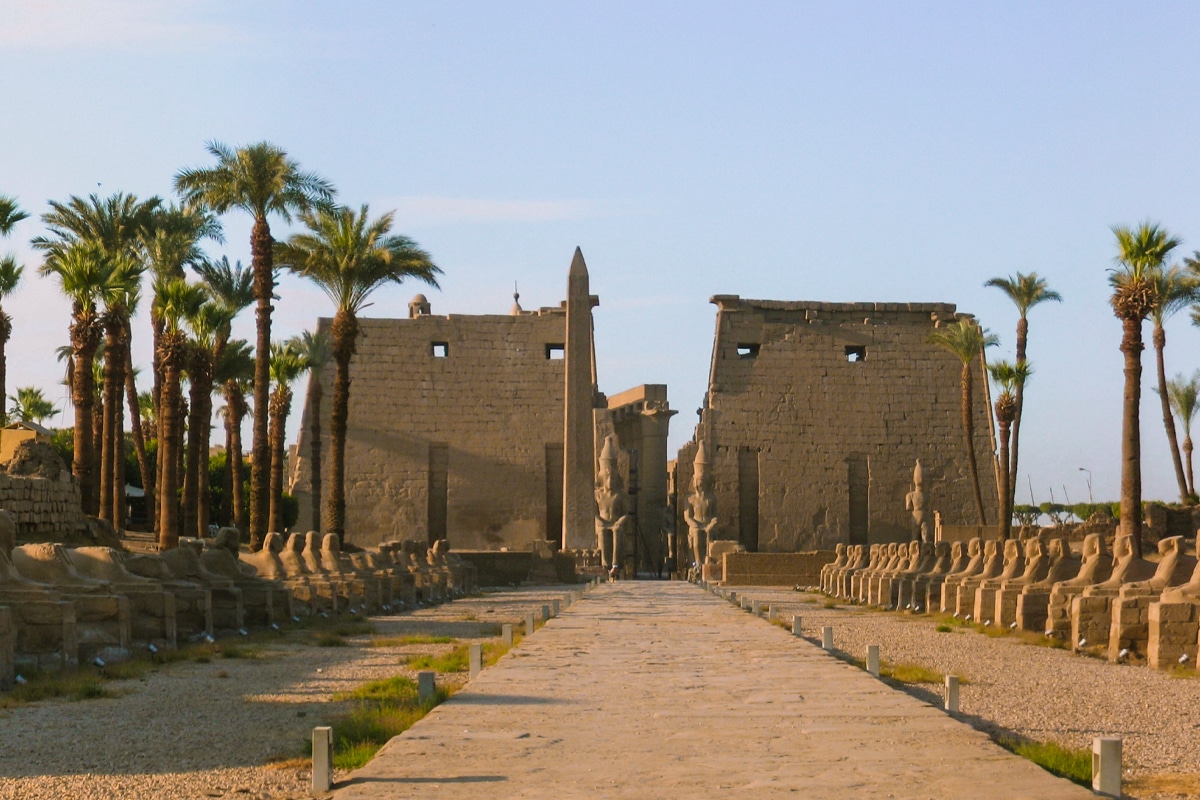 Luxor Temple in Luxor Egypt on the east bank of the Nile