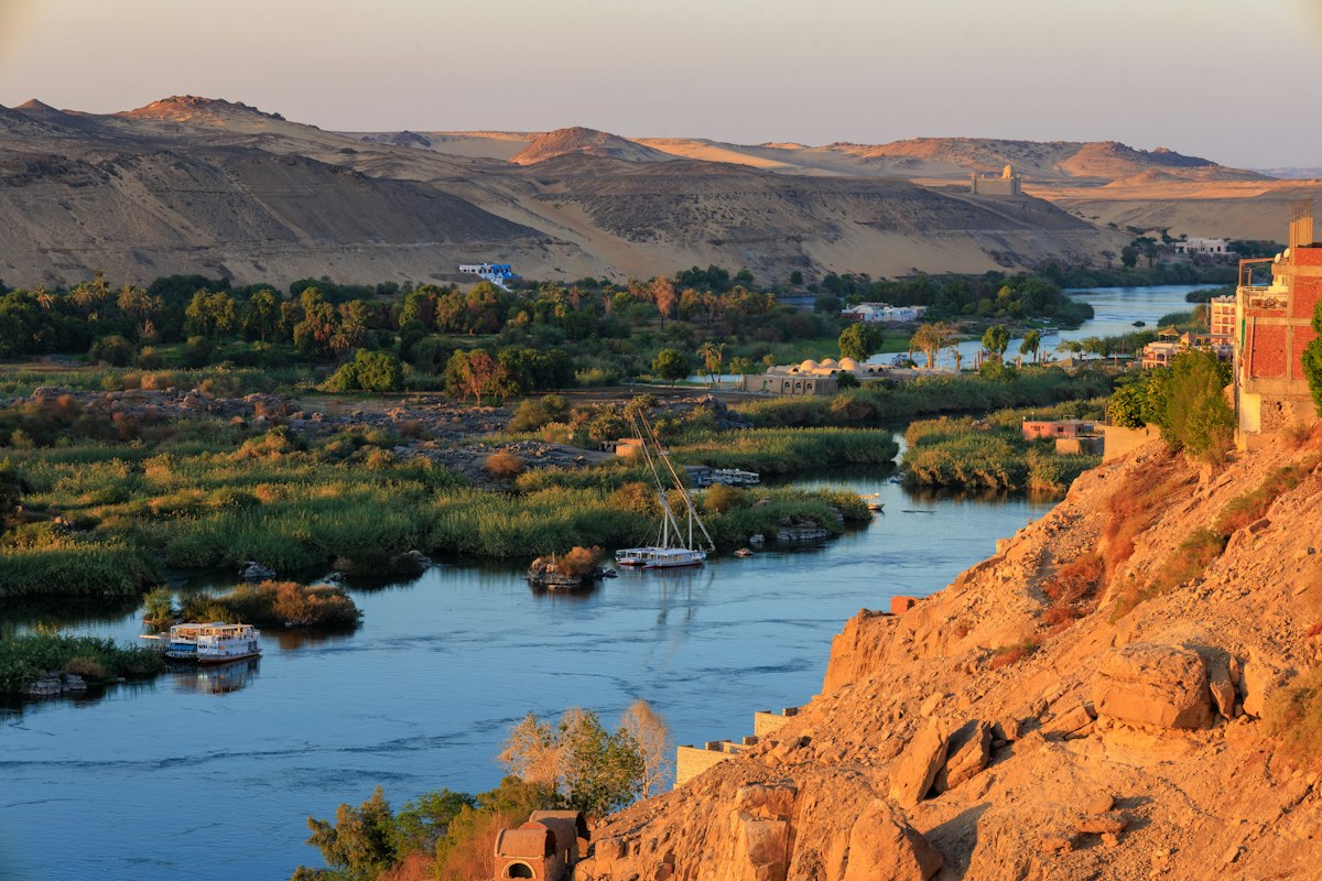 Peaceful Nile River landscape in Upper Egypt